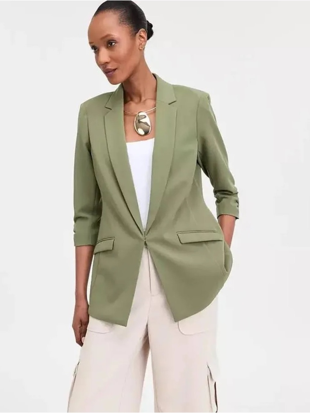 Olive Green Women's Single-Button Blazer size medium